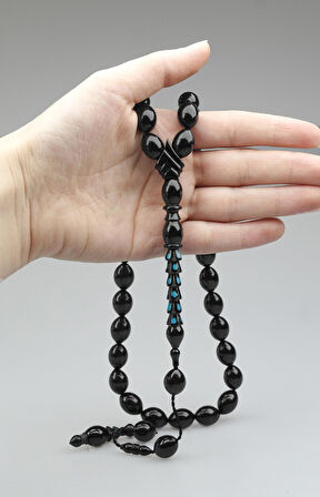 Oltu Taşı Özel Seri  Palmiye Desen İmame Oyma  İşçilikli Tespih