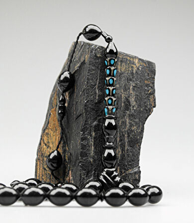 Oltu Taşı Özel Seri  Palmiye Desen İmame Oyma  İşçilikli Tespih