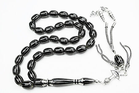 Oltu Taşı Beyzi Model On İkili Karpuz  Nakkaş İmame İşlemeli Tespih