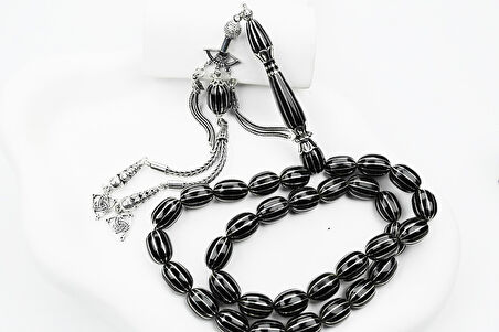 Oltu Taşı Beyzi Model On İkili Karpuz  Nakkaş İmame İşlemeli Tespih