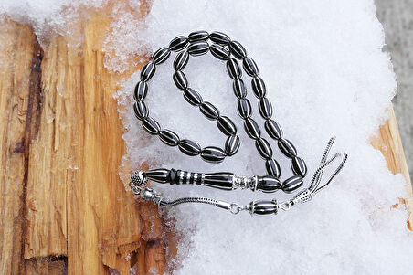 Oltu Taşı Kapsül Altılı Karpuz İşlemeli Özel Tasarım İmameli Tespih