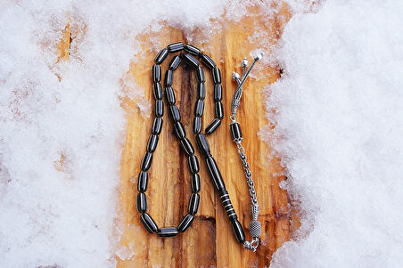 Oltu Taşı Kapsül Altılı Karpuz İşlemeli Özel Tasarım İmameli Tespih