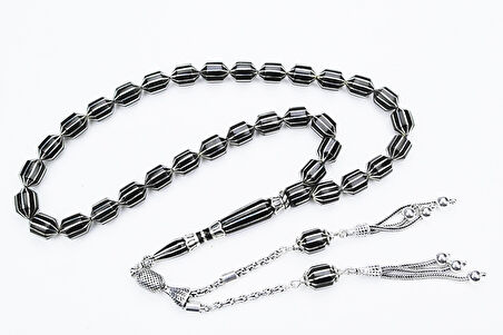 Oltu Taşı Tıraşlı Kesme On Ikili Karpuz  Dilim Işlemeli Tespih