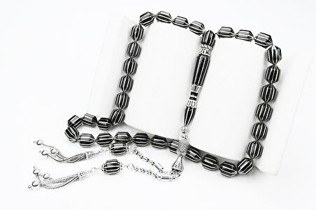 Oltu Taşı Tıraşlı Kesme On Ikili Karpuz  Dilim Işlemeli Tespih