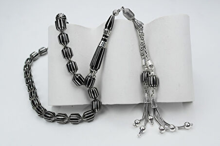 Oltu Taşı Tıraşlı Kesme On Ikili Karpuz  Dilim Işlemeli Tespih