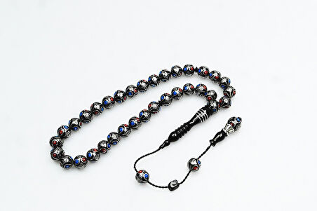 Oltu Taşı Çift Renk Damla Karpuz İşlemeli Tespih