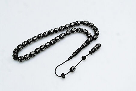 Oltu Taşı Çift Zikzak Tel İşleme Tesbih