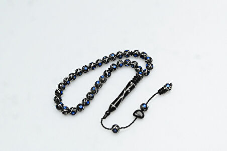 Oltu Taşı Bürokrat Boy Üçlü Çeşmi Bülbül Mavi İşlemeli Tespih