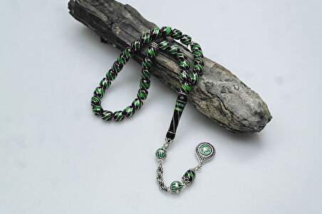 Oltu Taşı ve Galalith Çeşmi Bülbül İşlemeli Tespih