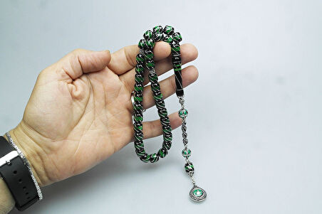 Oltu Taşı ve Galalith Çeşmi Bülbül İşlemeli Tespih