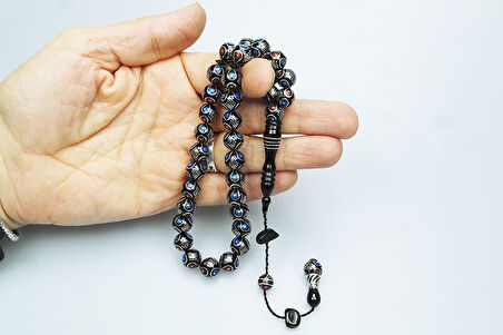 Oltu Taşı Damla Karpuz Baklava İşlemeli Tespih