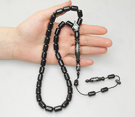 Oltu Taşı Nakkaş Oyma Kıl Testere Kesim Motif İmameli Tesbih