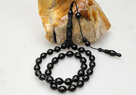 Oltu Taşı Kravatlı Şerit Çizgi İmame  Sade Tespih