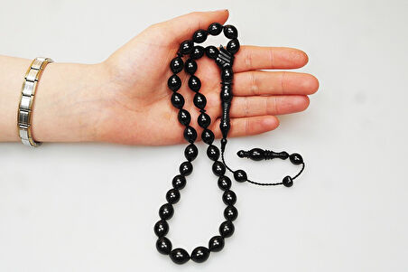 Oltu Taşı Kravatlı Şerit Çizgi İmame  Sade Tespih