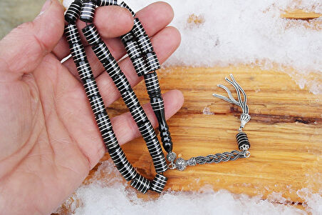 Oltu Taşı Kesme Model  Burgu Vida İşlemeli Tespih