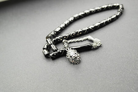 Oltu Taşı  Kesme Model Tek Zikzak Dörtlü Baklava  İşlemeli Tespih