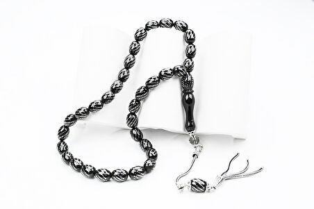 Oltu Taşı Beyzi Model Burgu  İşlemeli Tespih