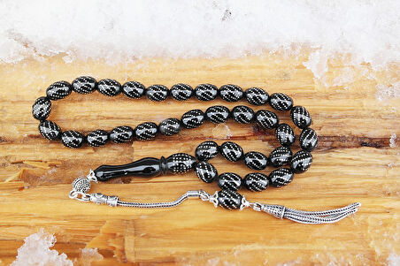 Oltu Taşı Beyzi Model Burgu  İşlemeli Tespih