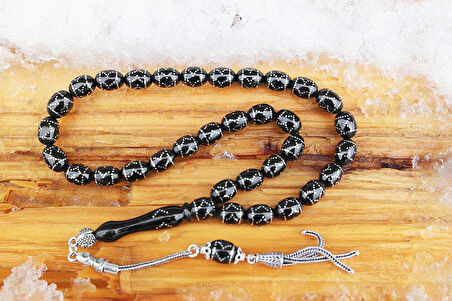 Oltu Taşı Beyzi Model Çemberli Yön İşlemeli Tespih