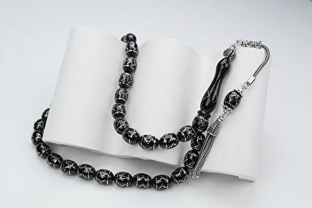 Oltu Taşı Beyzi Model Çemberli Yön İşlemeli Tespih