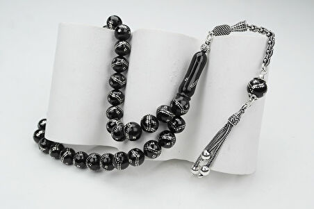 Oltu Taşı Küre  Model Çift Zikzak Dörtlü İşlemeli Tespih