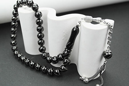 Oltu Taşı Küre  Model Çemberli Burgu İşlemeli Tespih