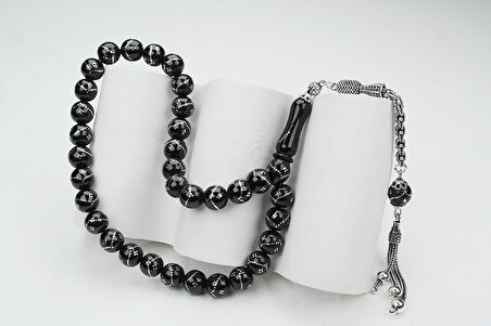 Oltu Taşı Küre Tek Zikzak Dörtlü Baklava İşlemeli Tespih