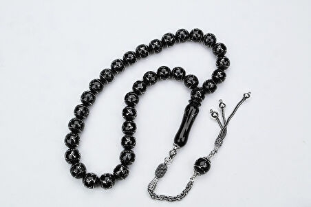 Oltu Taşı  Küre Çember Yön İşlemeli Tespih