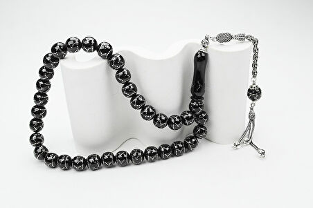 Oltu Taşı  Küre Çember Yön İşlemeli Tespih