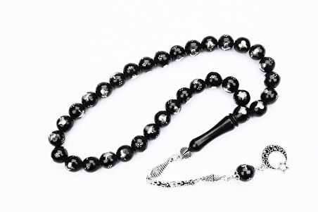 Oltu Sıkması Tuğra  İşlemeli Tespih