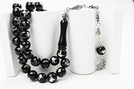 Oltu Sıkması Tuğra  İşlemeli Tespih