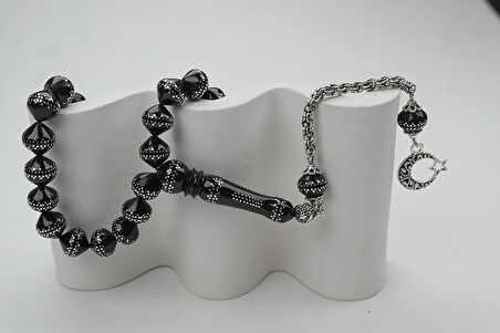 Oltu Taşı Şalgami Kesim Taç İşleme İşlemeli Tespih