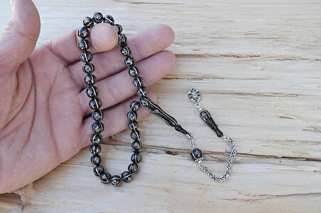 Oltu Taşı Küre Karpuz Baklava Bilek Boy İşlemeli Tespih