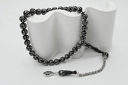 Oltu Taşı Küre Karpuz Baklava Bilek Boy İşlemeli Tespih