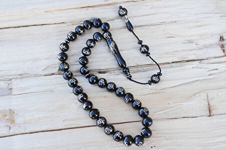 Oltu Taşı ALLAH MUHAMMET  Arapça El İşçiliği Tespih