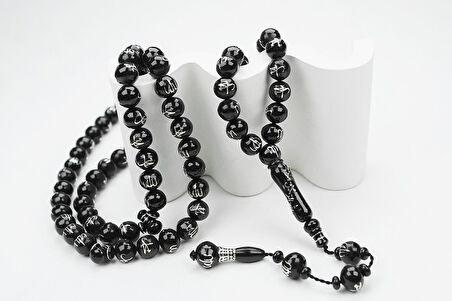 Oltu Taşı ALLAH MUHAMMET Arapça İşlemeli  Namaz Tespihi