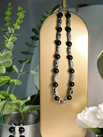 KARIŞIK SİYAH TAŞLI KOLYE