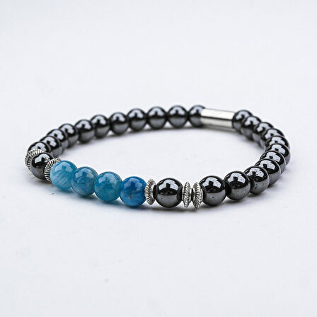 HEMATİT VE AKİK TAŞI MİSİNA LASTİKLİ BİLEKLİK