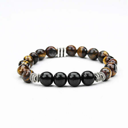 OLTU  VE KAPLAN GÖZÜ TAŞI MİSİNA LASTİKLİ BİLEKLİK