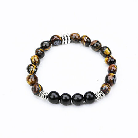 OLTU  VE KAPLAN GÖZÜ TAŞI MİSİNA LASTİKLİ BİLEKLİK