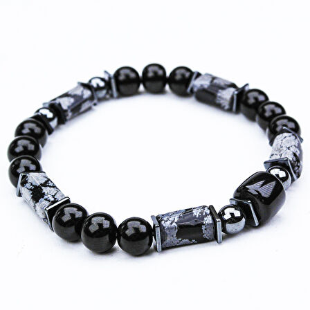 OPSİDYEN VE OLTU TAŞI LASTİKLİ BİLEKLİK