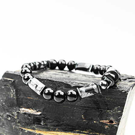 OPSİDYEN VE OLTU TAŞI LASTİKLİ BİLEKLİK