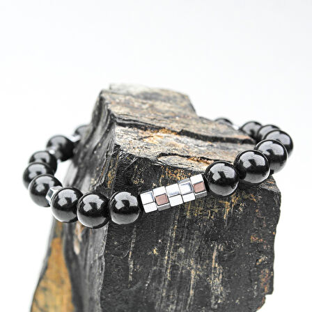 Oltu Taşı Hematit Lastikli Bileklik