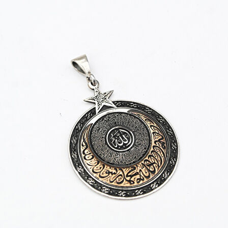 Hat Yazılı İslami Model Ayyıldız  Erkek Kolye