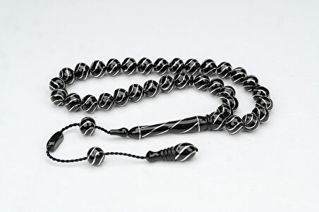 Oltu Taşı Küre Kesim Çeşmi Bülbül İşlemeli Tespih