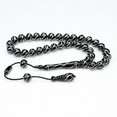 Oltu Taşı Küre Kesim Çeşmi Bülbül İşlemeli Tespih