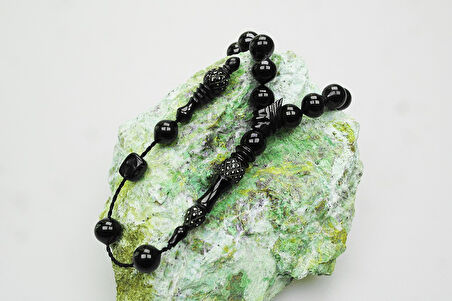 Oltu Taşı Kareli Oyma Nakkaş  İmameli  Sade Tespih