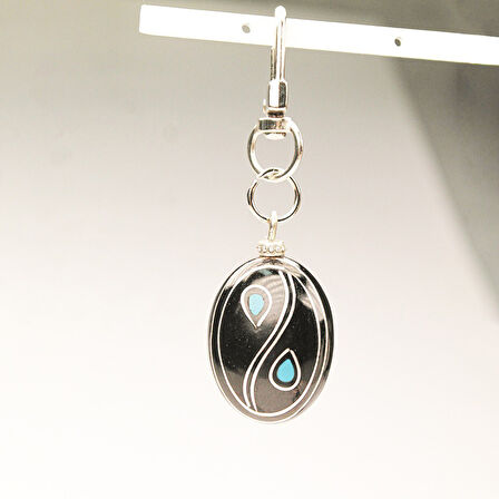 Damla Tasarım Mine İşlemeli Oltu Taşı Anahtarlık