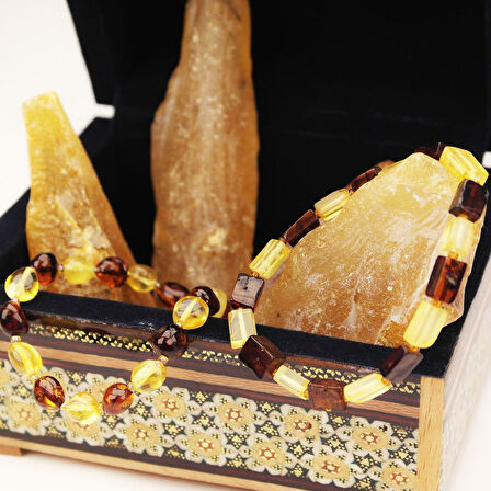 Damla  Kare Kesim Kehribar Bileklik