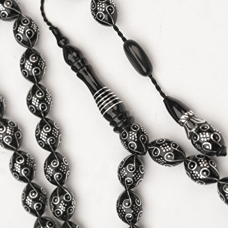 Oltu Taşı Ötr İşleme On İkili Damal İşlemeli Tespih